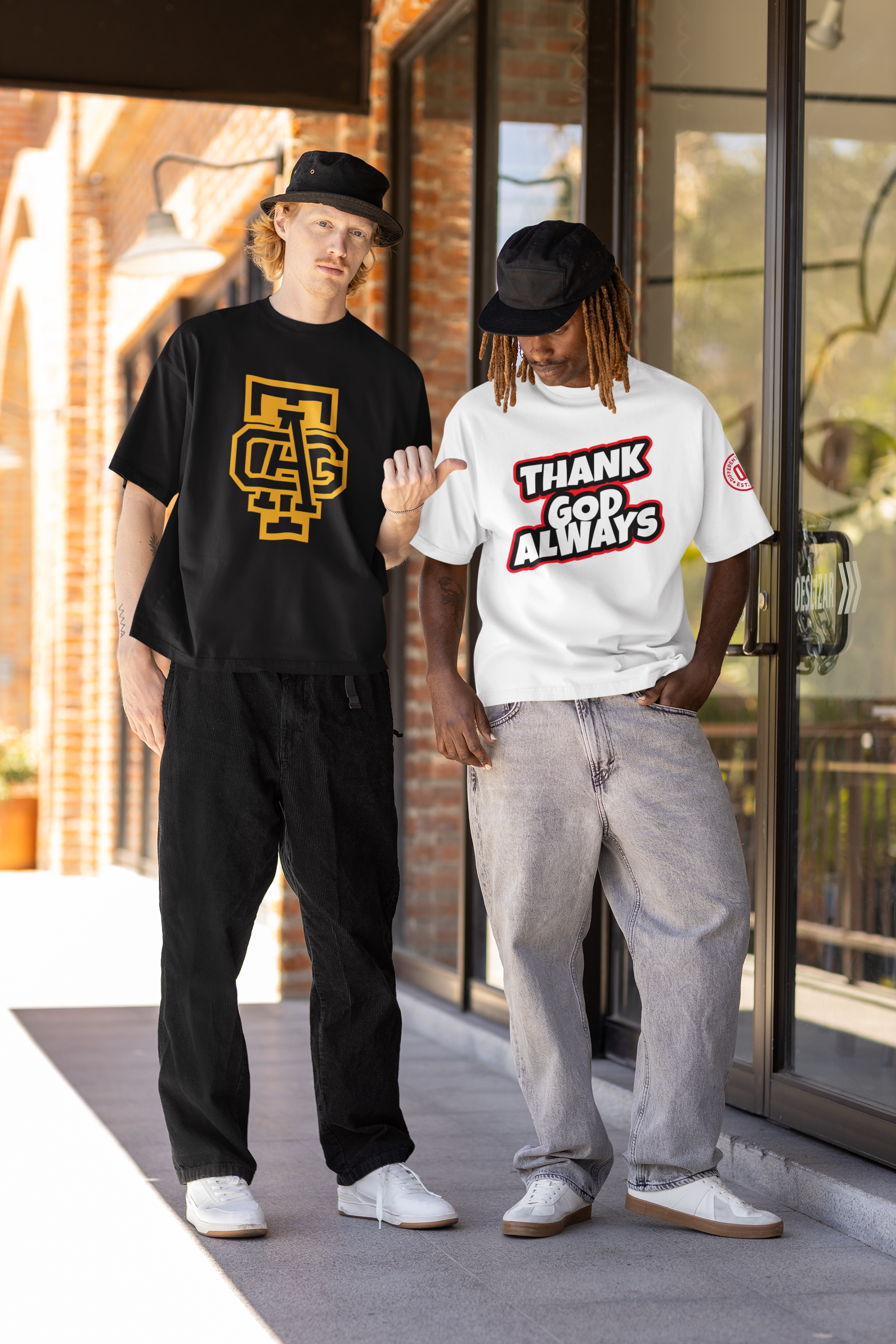 hip-hop-inspired-mockup-of-two-friends-wearing-matching-crewneck-t-shirts-m39248